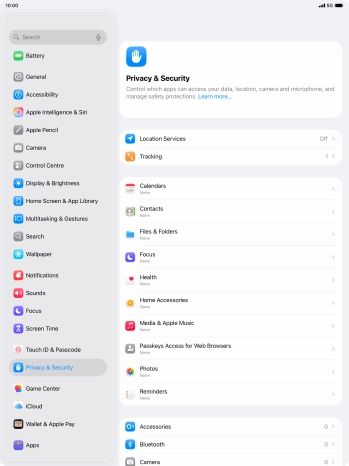 Press Location Services.