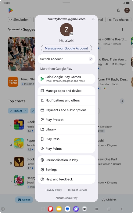 Press Manage apps and device. Press Manage apps and device.