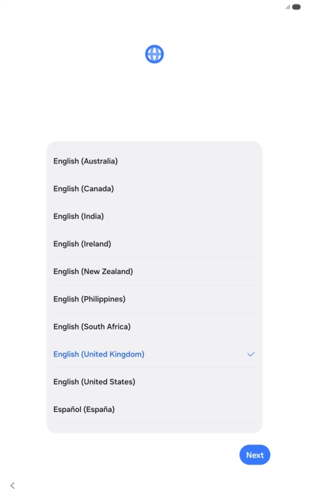Press the required language.