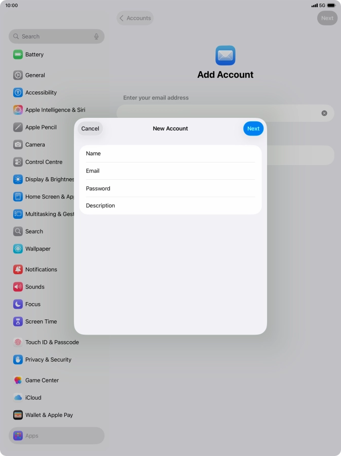 Press Description and key in the required name. Press Description and key in the required name.