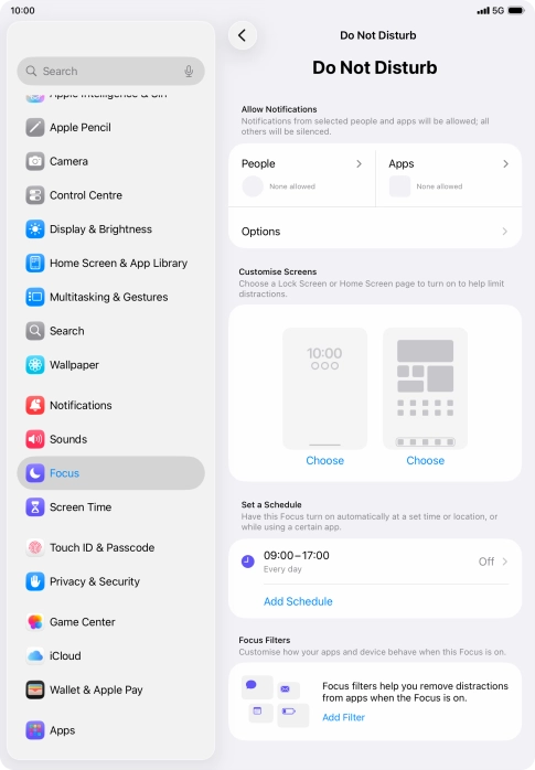 Press People and follow the instructions on the screen to select which contacts you would like to receive calls and notifications from when Do Not Disturb is turned on.