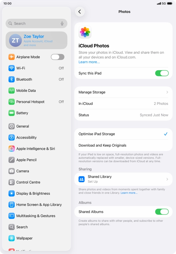 Press the indicator next to 