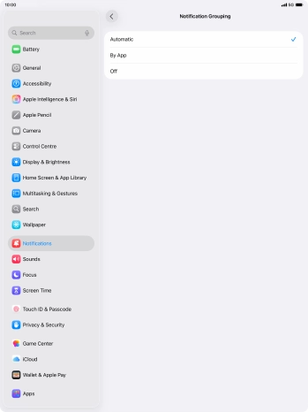Press the required setting.