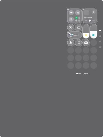 Press Add a Control and follow the instructions on the screen to add the required function to Control Centre.