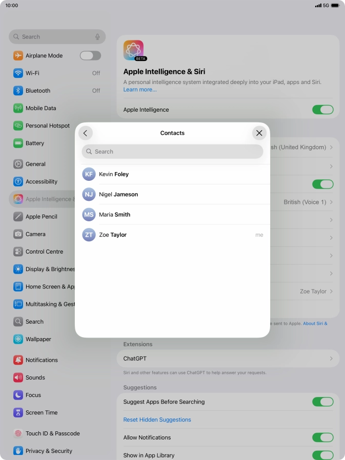 Press the required contact.