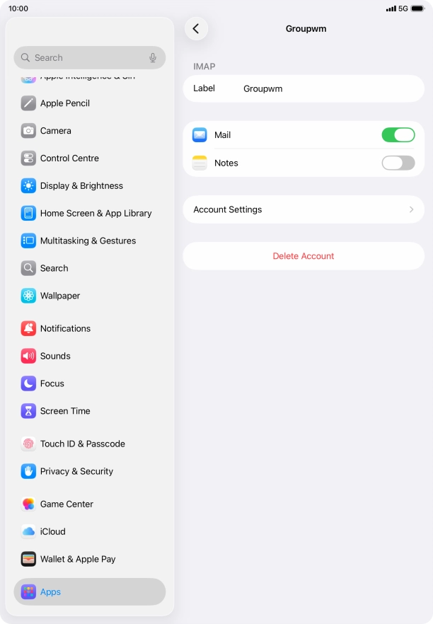 Press Account Settings.