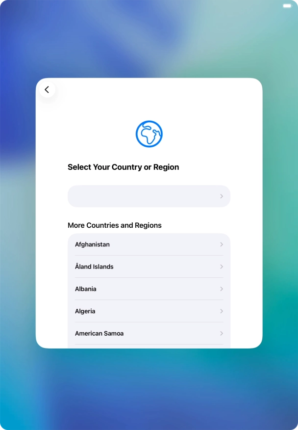 Press the required country or area.