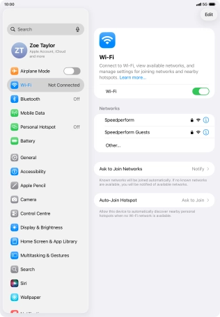 Press the required Wi-Fi network and key in the password for the Wi-Fi network.