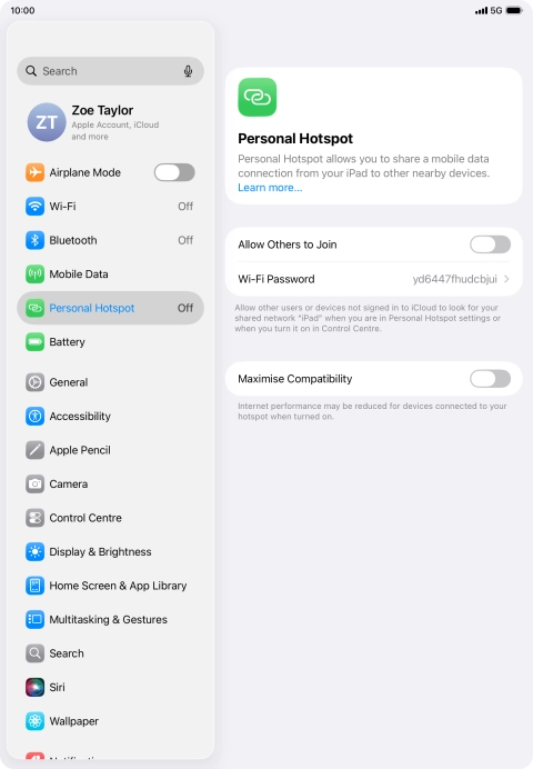 Press Wi-Fi Password and key in the required password.