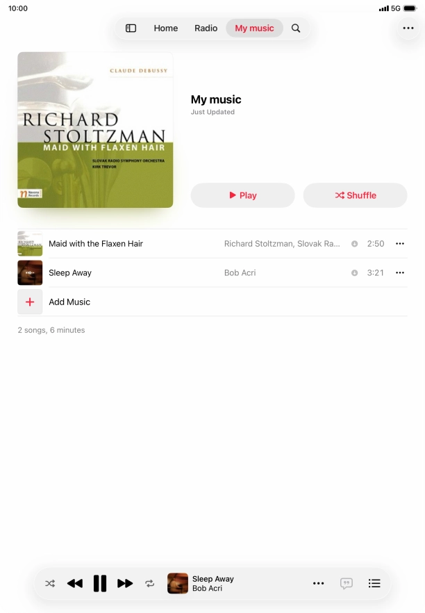 Press the song title. Press the song title.