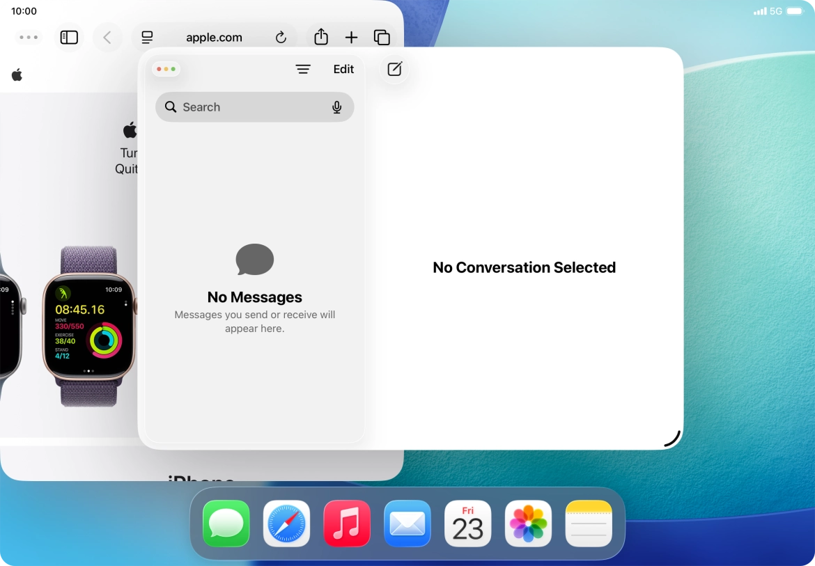 Press and hold the menu icon in the second application window. Press and hold the menu icon in the second application window.