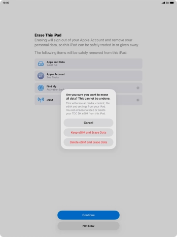 Press the required setting.