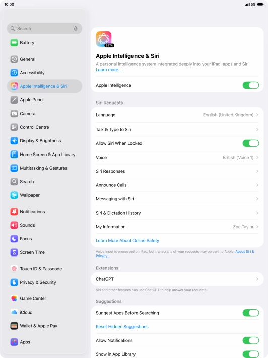 Press the indicator next to 