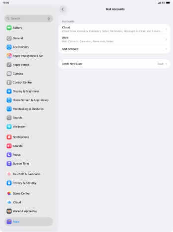 Press the name of the Exchange email account you've just set up. Press the name of the Exchange email account you've just set up.