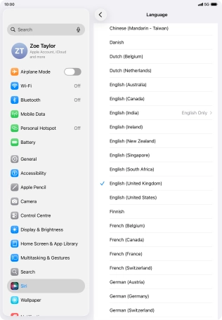 Press the required language.