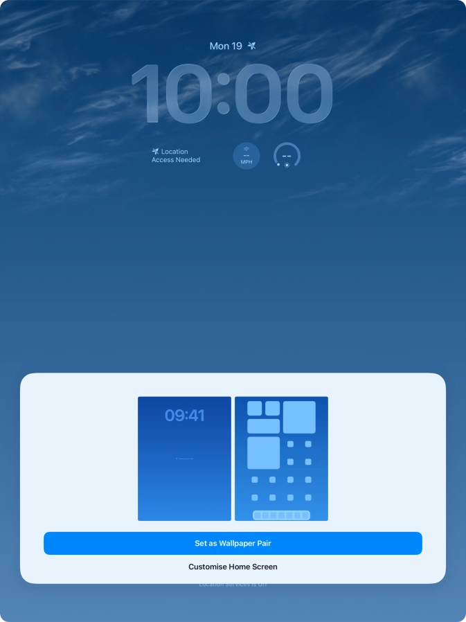 To use the same colour theme on the home screen, press Set as Wallpaper Pair.