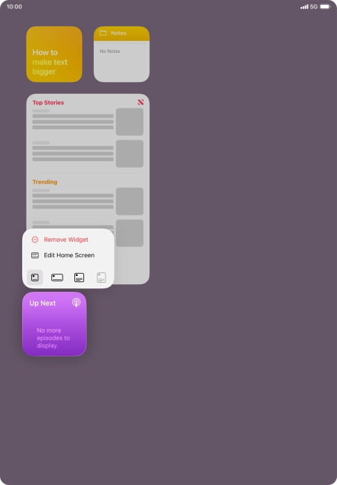 Press Remove Widget.