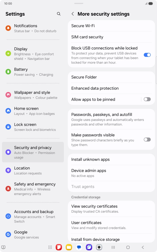 Press SIM card security.
