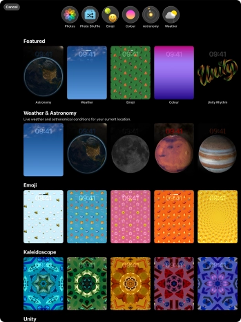 Press the required category and follow the instructions on the screen to select the required background image.