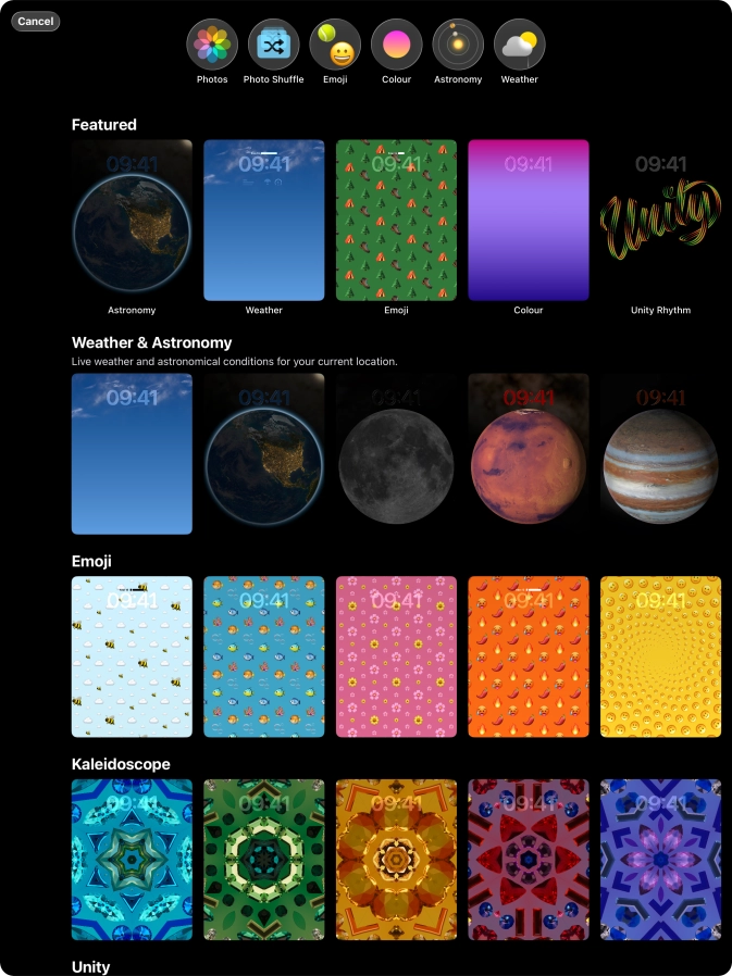 Press the required category and follow the instructions on the screen to select the required background image.