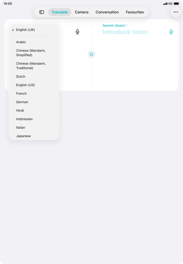 Press the required source language.