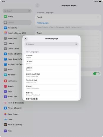 Press the required language. Press the required language.