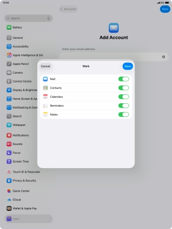 Press the indicators next to the required data types to turn synchronisation of each data type on or off. Press the indicators next to the required data types to turn synchronisation of each data type on or off.