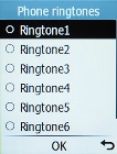 Highlight the required ring tones to hear them.