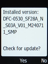 Select Yes. If a new software version is available, it's displayed. Follow the instructions on the screen to update the phone software.