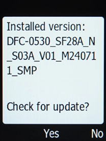 Select Yes. If a new software version is available, it's displayed. Follow the instructions on the screen to update the phone software.