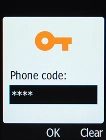 Key in the current phone lock code and press the OK key.