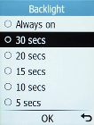Select the required setting.