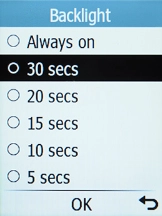 Select the required setting.