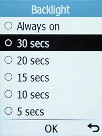 Select the required setting.