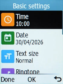 Follow the instructions on the screen to select the required settings and press the Left selection key.