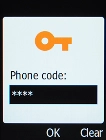 Key in the phone lock code and press the OK key.