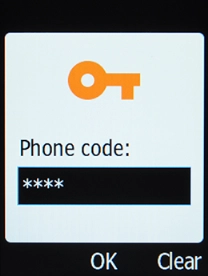 Key in the phone lock code and press the OK key.