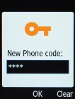 Key in the required phone lock code and press the OK key.