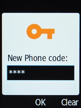 Key in the required phone lock code and press the OK key.