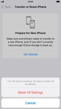 Press Reset All Settings.