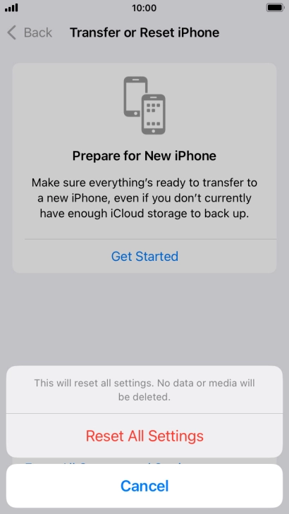 Press Reset All Settings.
