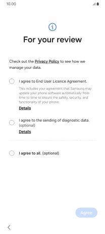 Press the fields next to the required settings to select them.