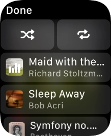 Press the shuffle icon to turn the function on or off. Press the shuffle icon to turn the function on or off.