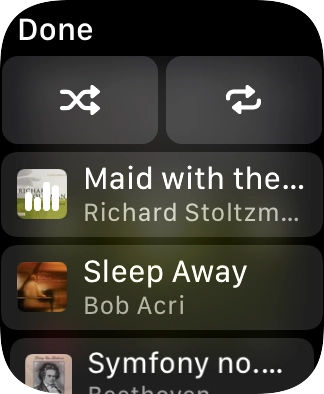 Press the shuffle icon to turn the function on or off. Press the shuffle icon to turn the function on or off.