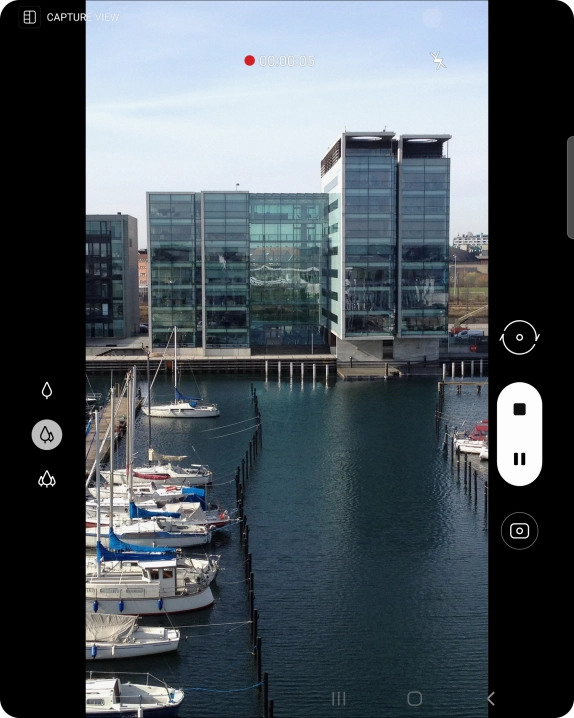 Press the stop icon to stop recording. Press the stop icon to stop recording.