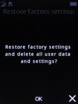Press the Navigation key. Wait a moment while the factory default settings are restored. Follow the instructions on the screen to set up your phone and prepare it for use. Press the Navigation key. Wait a moment while the factory default settings are restored. Follow the instructions on the screen to set up your phone and prepare it for use.