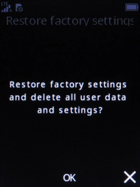 Press the Navigation key. Wait a moment while the factory default settings are restored. Follow the instructions on the screen to set up your phone and prepare it for use. Press the Navigation key. Wait a moment while the factory default settings are restored. Follow the instructions on the screen to set up your phone and prepare it for use.