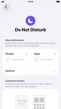 Press People and follow the instructions on the screen to select which contacts you would like to receive calls and notifications from when Do Not Disturb is turned on. Press People and follow the instructions on the screen to select which contacts you would like to receive calls and notifications from when Do Not Disturb is turned on.