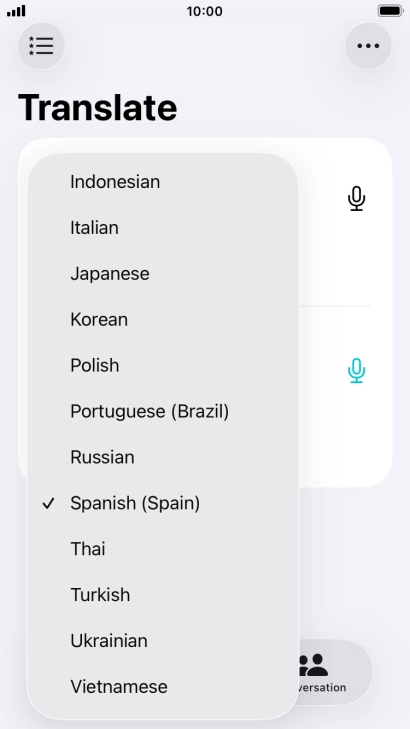 Press the required target language. Press the required target language.
