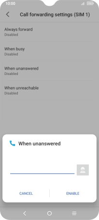 Key in +447836121121 and press ENABLE.